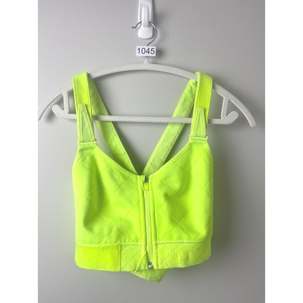 Shefit Neon Yellow 1Luxe Quilted Front Zip Adjustable Sports Bra 1Luxe